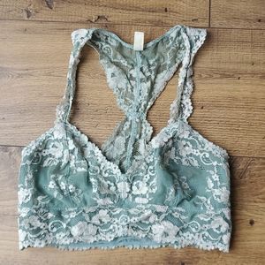 Free People Lace Bandeau Brallete Jade Green Pearl